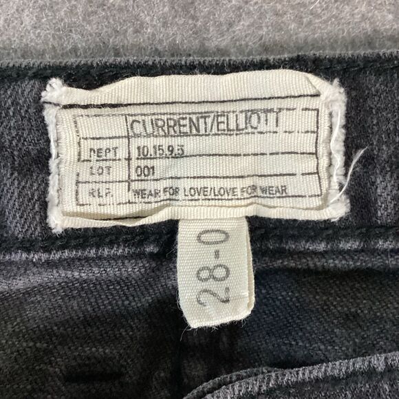Current Elliot The Fling Black Tattered Black Denim Jeans Size 28 Grunge - Picture 8 of 15